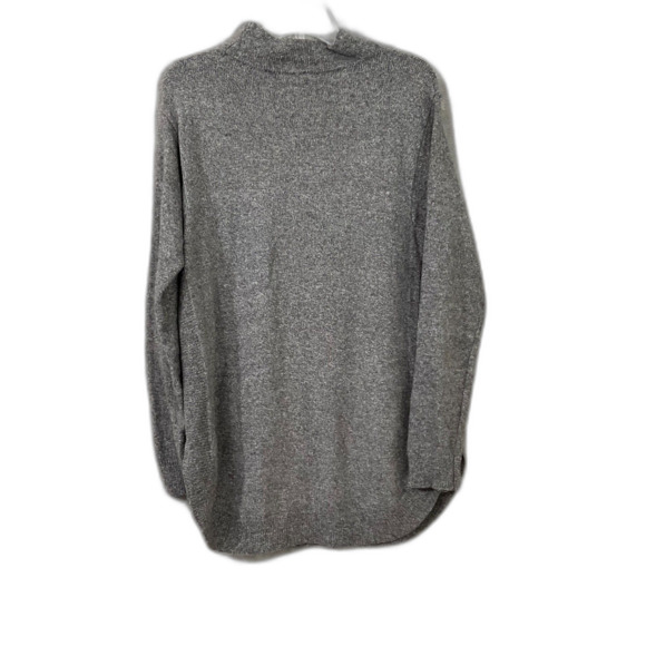 Chico's Tunic Mock Neck Sweater size M heather gray Cotton Blend Rounded Hem - Picture 2 of 13